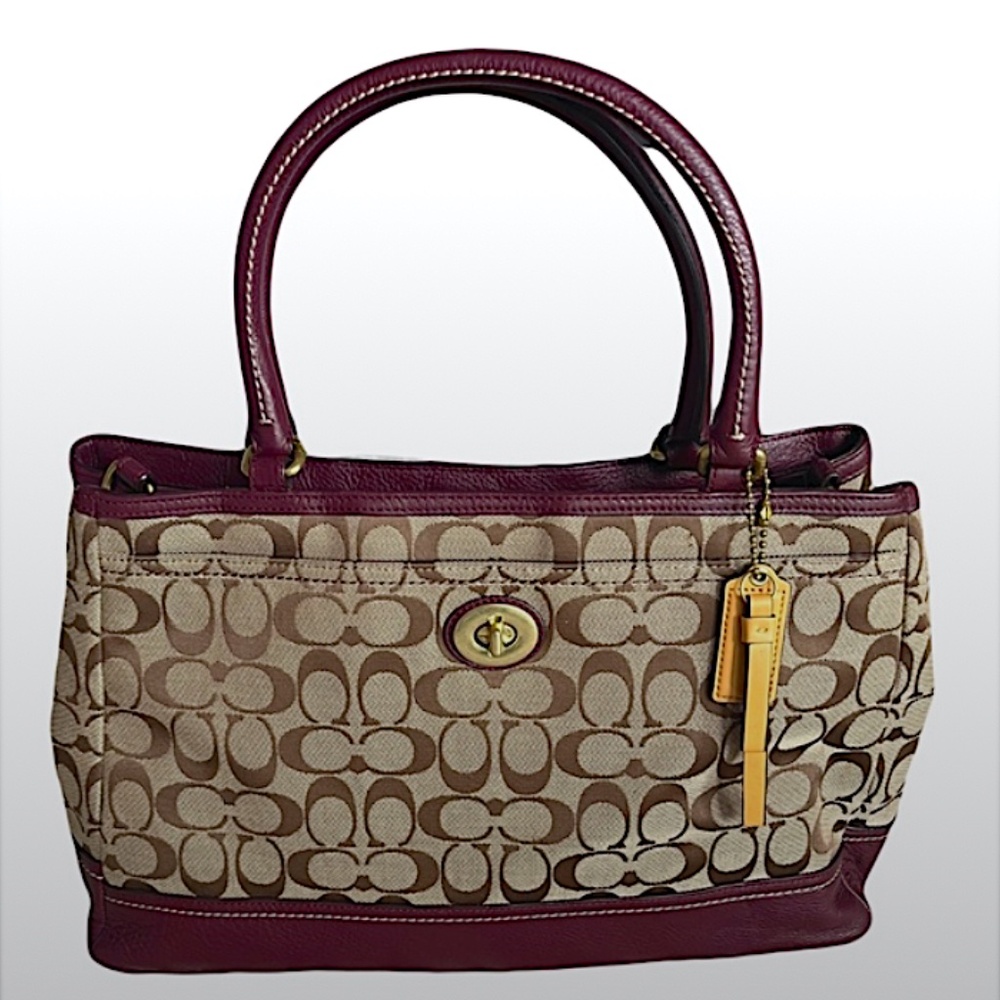 HUGE Coach Signature Canvas and Leather Shoulder Tote